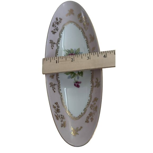 Porcelain Relish Celery Tray Dish Arnart 5th Ave Hand Painted Oval Dish VTG - Picture 5 of 7